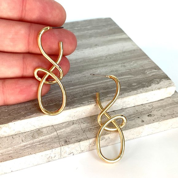 NEW~ Anthropologie Tied up Twisted Silver Drop Earrings - Picture 6 of 6